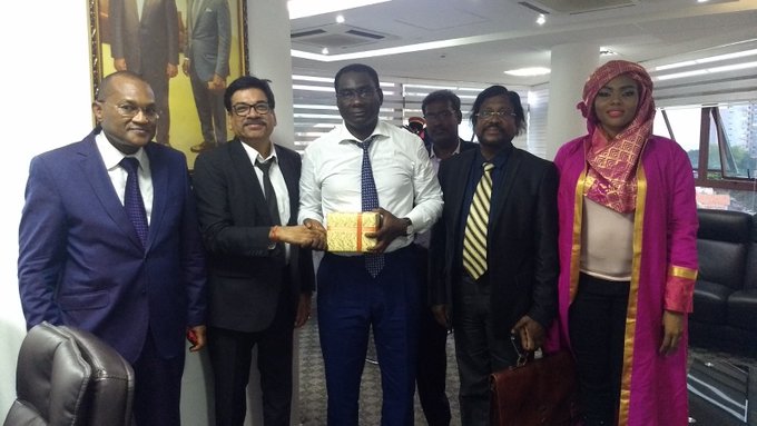Sh. Rajiv Gupta CMD TCIL and Mr. Sanjeeva Goyal, GGM S&TC with Dr. Cheick KANTEE, Minister aupres du President de la Republique charge du suivi du Plan Senegal Emergent in Republic of Senegal